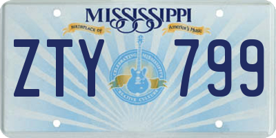 MS license plate ZTY799