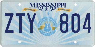 MS license plate ZTY804