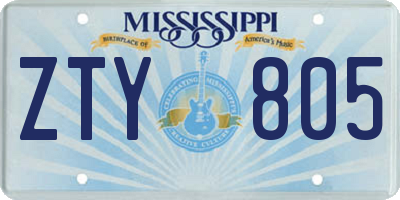 MS license plate ZTY805