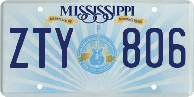 MS license plate ZTY806
