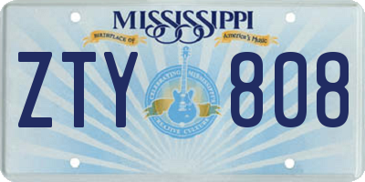 MS license plate ZTY808
