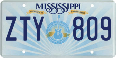 MS license plate ZTY809