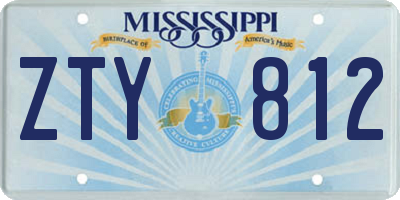 MS license plate ZTY812