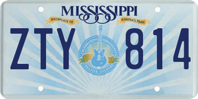 MS license plate ZTY814