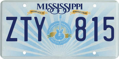 MS license plate ZTY815