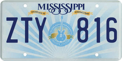 MS license plate ZTY816