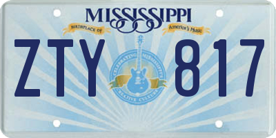 MS license plate ZTY817