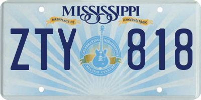 MS license plate ZTY818