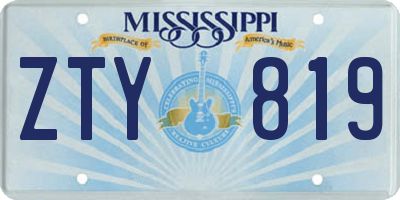 MS license plate ZTY819