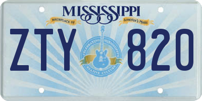 MS license plate ZTY820