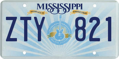 MS license plate ZTY821
