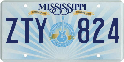 MS license plate ZTY824