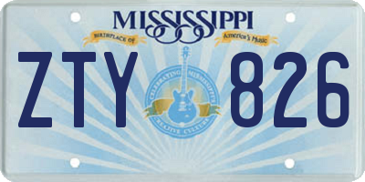 MS license plate ZTY826