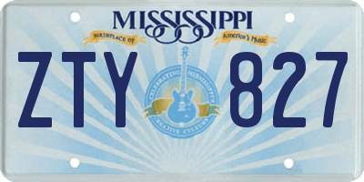 MS license plate ZTY827