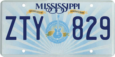 MS license plate ZTY829