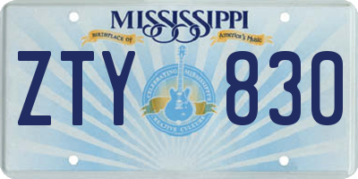 MS license plate ZTY830