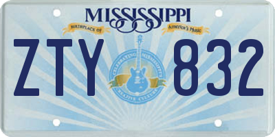 MS license plate ZTY832