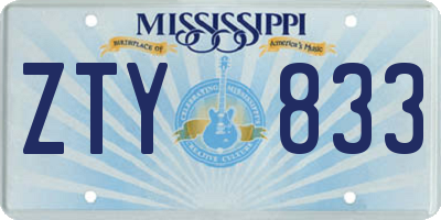 MS license plate ZTY833