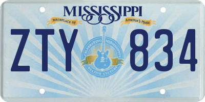 MS license plate ZTY834