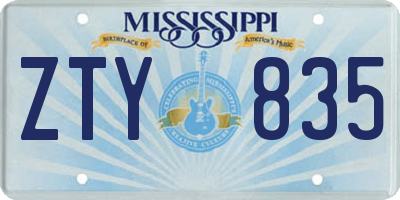 MS license plate ZTY835