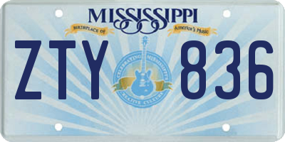 MS license plate ZTY836