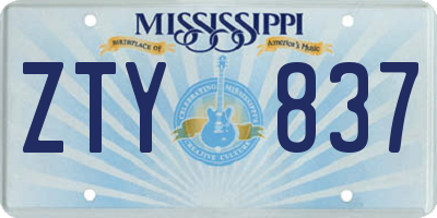 MS license plate ZTY837