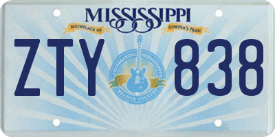 MS license plate ZTY838