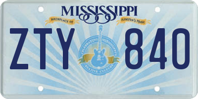 MS license plate ZTY840