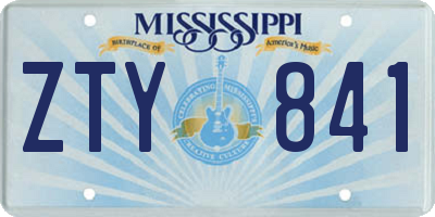 MS license plate ZTY841