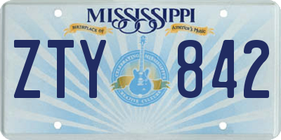 MS license plate ZTY842