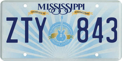 MS license plate ZTY843