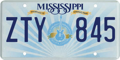 MS license plate ZTY845
