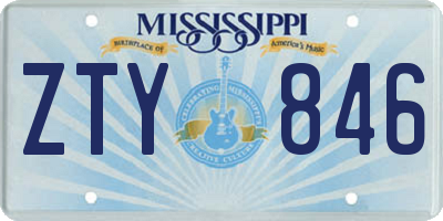 MS license plate ZTY846