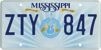 MS license plate ZTY847