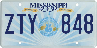 MS license plate ZTY848