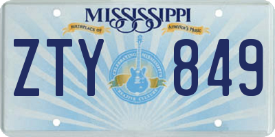 MS license plate ZTY849