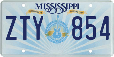 MS license plate ZTY854