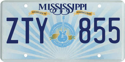 MS license plate ZTY855