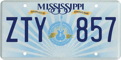 MS license plate ZTY857