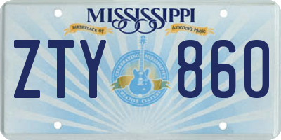 MS license plate ZTY860