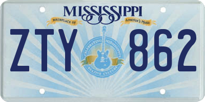 MS license plate ZTY862