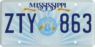MS license plate ZTY863