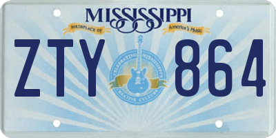 MS license plate ZTY864