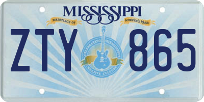 MS license plate ZTY865