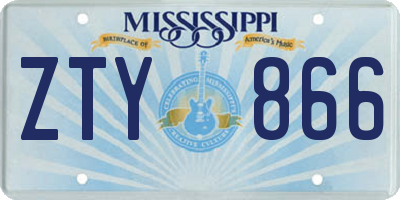 MS license plate ZTY866