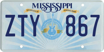 MS license plate ZTY867