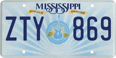 MS license plate ZTY869