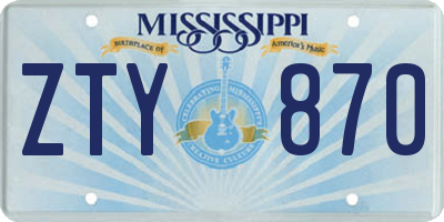 MS license plate ZTY870