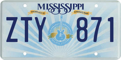 MS license plate ZTY871
