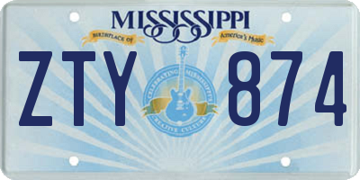 MS license plate ZTY874